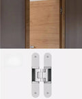 Heavy Duty Concealed Door Hinge For Wood And Frame Doors Tough As Nails Eighty Kilogram Load Bearing mounted on a wooden door.