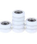 10 Piece Heavy Duty Nylon Shower Door Roller Wheel Replacement Kit For Smooth Sliding Glass Doors 19 To 25 Millimeter stacked white nylon wheels