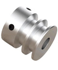 Pro Class Aluminum Double Groove Pulley Featuring 30mm Outside Diameter And 16mm Fixed Bore Built For Drilling Machines Compatible With 6mm Pu Round Belts Hella Durable And No Drama Setup, close-up view.