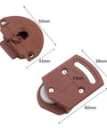Pro Grade Dead Silent Sliding Door Roller Wheel Kit Two Pack with brown ABS rollers and white nylon wheels, dimensions shown.