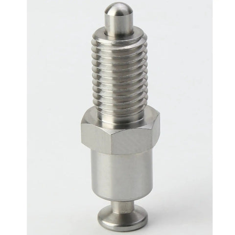 Workhorse Indexing Plunger With Hand Retractable Spring Pin Locking Screw Precision Threaded Bolt for CNC machining, stainless steel, compact design.