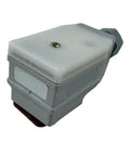 Solid State Plug In Inline Power Amplifier For Proportional Valves with rugged gray housing and clear cover for visibility.