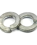 One Inch Split Ring Lock Washers Hot Dipped Galvanized Steel Heavy Duty Fasteners showing two washers for anti-vibration support.