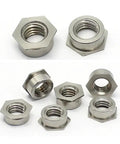 Heavy Duty Self Clinching Flush Nuts Crafted From Tough 304 Stainless Steel M2 Through M6 Snap In Fastener Pack showing various sizes.