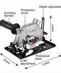 Kickass Adjustable Angle Grinder Bracket That Swivels Up To Forty Five Degrees And Cuts Up To Thirty Millimeters Deep For One Twenty Five Millimeter Discs And Quick Home Rig Setups with depth adjustment and protective cover.