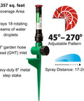 Pro Grade Hose End Sprinkler With High Efficiency Rotary Pattern, Hand Adjustable 45 to 270 Degree Coverage, 3/4 inch inlet