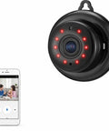 1080P WiFi Home Security Camera Wireless IR Night Vision HD Video Surveillance System shown with live streaming app.