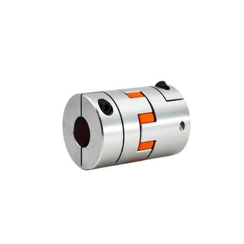 Rad Heavy Duty Flexible Jaw Shaft Coupling D80L115 Series with metal body, orange inserts for smooth power delivery.