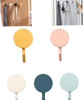 Set Of Ten Peel And Stick Wall Hooks Featuring Strong Adhesive Grip Easy Peasy Peel Backing For Bathroom Organization with colorful designs.