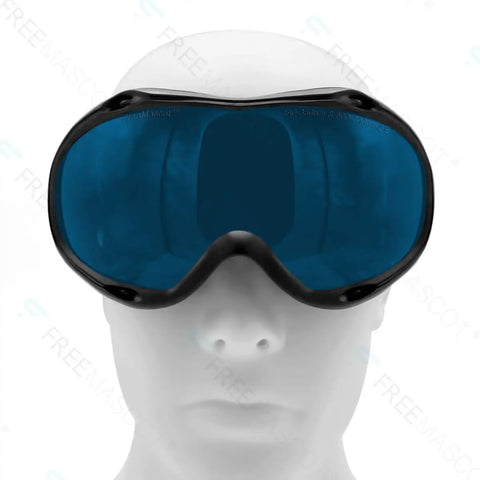 Professional OD Four Plus Laser Safety Glasses Offering Heavy Duty Violet And Red Light Filtration Straight Up Built For Precise Lab Workflows With Crisp 30 Percent Clarity And Snug Comfort Fit, front view on a mannequin head.