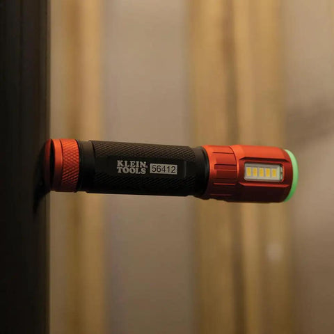 Rechargeable LED Flashlight With Flood Light 500 Lumens USB C Rechargeable Magnetic End Cap Pocket Clip Hands Free Worklight