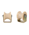 Heavy Duty Nylon Arc Track Rollers That Roll Like Butter With Precision Bearings, 60 mm wheels mounted on brackets.