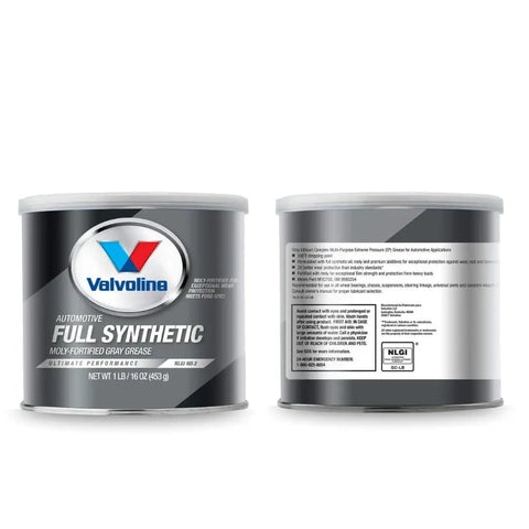 Front and back view of Full Synthetic Gray Multi Purpose Grease For Heavy Duty Machinery With Lithium Complex EP And Moly High Temperature Stability