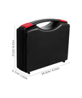 Go Anywhere Heavy Duty Plastic Tool Box Featuring Hella Spacious Compartments With Secure Snap Latches Plus Badass Job Site Organizer And Comfort Carry Handle, side view with measurements.