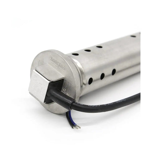 Rock Solid 0 190 Ohm Holding Tank Level Sensor showing detailed 316 stainless steel housing and wiring connections.
