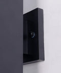 Close-up of back of Two Pack Matte Black Outdoor Wall Sconces With Aluminum Rectangular Tube And Tempered Glass Cover IP65 Weatherproof