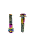 Heavy Duty Aviation Grade Titanium Hex Head Bolts With Dripping Rainbow Pvd Coating M10x1.25x65mm showing two bolts with flanges.