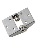 Silver metal high-torque damping hinge with dual mounting plates and pivot pin