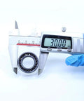 Rock Solid High Temp Thin Section Ball Bearings 17Mm Inner 30Mm Outer 7Mm Wide Tb6903 Two Piece Set measuring 30mm with calipers.