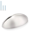 10 Pack Brushed Nickel Cabinet Pulls Cup Style Drawer Handles and Knobs with 3 Inch Center To Center Holes, side view