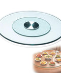 Heavy Duty Tempered Glass Lazy Susan Round Rotating Turntable Kitchen Serving Tray with smooth spin and scratch-resistant finish.