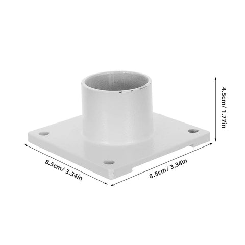 Diyeah Industrial Dryer Discharge Flange Adapter Steel Bottom Outlet Connector Anti-Slip Design, 8.5cm square base, stainless steel.