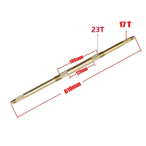 610mm Rear Axle Replacement For 49cc 50cc 110cc 125cc Electric Kids Go Karts ATVs Quad Bikes And Scooters Rugged Durable Aluminum Steel Construction Easy Install Compatible With Multiple Mini Offroad Vehicles