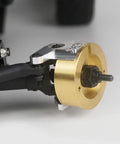 Close-up of Brass Steering Knuckle Weights for One Tenth Scale RC Cars Fits Axial Wraith 90018 Crawler One Pair About 200g