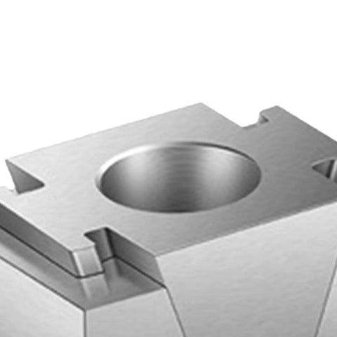 Close-up of Rock Solid Portable Center Fixture With Wedge Expansion Clamping Block made of aluminum for CNC precision work.