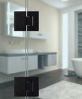 180 Degree Frameless Shower Door Hinge Set In Black Finish, Heavy Duty 304 Stainless Steel Glass to Glass Pivot on Bathroom Door