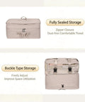 Heavy Duty Hanging Travel Shelf Bag Organizer For Luggage Suitcase With Ventilated Mesh Pockets And Water Repellent Nylon Fabric showcasing sealed storage.