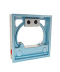 Industrial Grade Box Type Spirit Level And Pro Leveling Gauge Deliver Dead On Readings Across Every Angle Built Like A Tank For Rough Work Sites With Zero Hassle Daily, blue aluminum frame, front view.