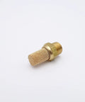 Heavy Duty Solid Brass And Sintered Bronze Pneumatic Air Muffler crushes compressor racket with one eighth inch male NPT threading.