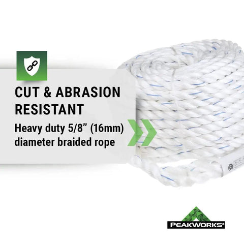 Vertical Lifeline System With Five Eighth Inch Polysteel Rope Cut and Abrasion Resistant for Worksite Safety