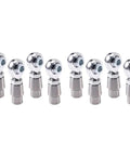 Shop Grade Eight Piece 5/8 Inch 18 Thread heim Joint Rod End Kit With Left And Right Hand Threads Featuring Heavy Duty Spacers Tube Adapters And Jam Nuts For Custom Builds - Eight chrome rod ends displayed in a row.