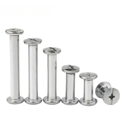 Top Shelf 100 Pack Chicago Screws And Binding Posts For Leather Bags And Photo Albums Smooth Nickel Finish Heavy Duty Fasteners Built Tough For Quick Diy Bookbinding Crafts, six sizes of steel binding posts