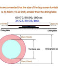 Recommended sizes for Smooth As Butter Black Tempered Glass Lazy Susan Turntable Built Different for dining tables.