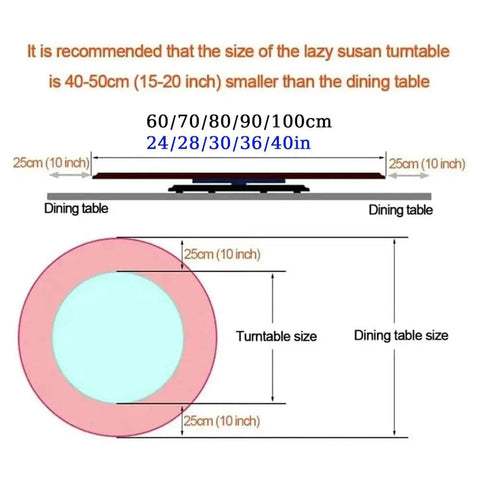 Recommended sizes for Smooth As Butter Black Tempered Glass Lazy Susan Turntable Built Different for dining tables.