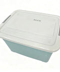 Heavy Duty Storage Bins With Secure Lids Bring Big Time Stacking Power And Massive Capacity To Keep Your House Tight And Dust Free Without Any Fuss Or Stress, sturdy blue plastic storage bin with white lid.