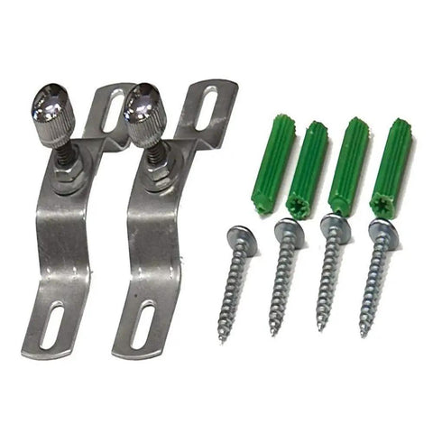 Top Shelf Rotating Barber Pole Light mounting hardware pack with metal brackets and screws for easy installation.