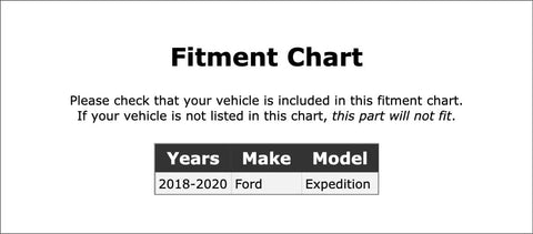 Fitment chart for Heavy Duty Rear Wheel Bearing And Hub Assembly For Ford Expedition 2018 To 2021 with vehicle years and model.