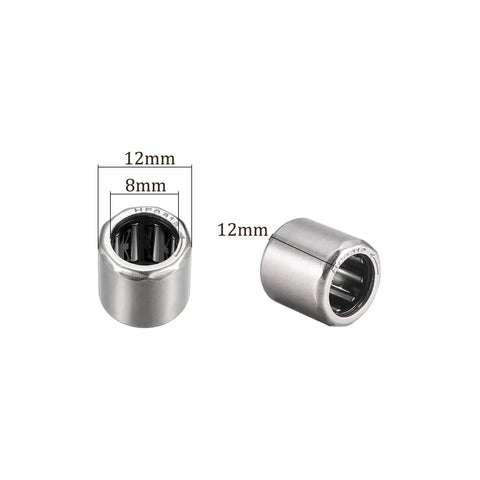 Five Piece Hf0812 Needle Roller Bearings Rock Solid One Way Clutch Assembly Built Tough For Transmissions And Machine Shops Featuring Eight Millimeter Inner Diameter And Chrome Steel Rollers showing 8mm inner diameter and chrome steel finish.