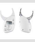 Front and back view of Pinch And Read Digital Body Fat Caliper With LCD Display, Handheld Skinfold Fat Tester And Body Tape Measure.