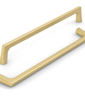 10 Pack Premium Brushed Gold Kitchen Cabinet Handles 7.5 Inch Center To Center Zinc Alloy Pulls Top Shelf Heavy Duty smooth drawer knobs close-up view.