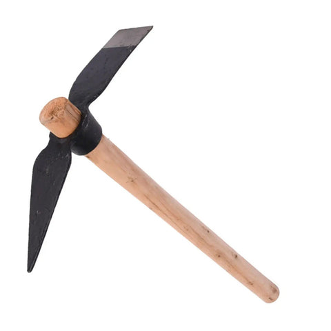 Garden Pick Hand Tool For Digging, Weeding, Seeding And Soil Turning, High Carbon Steel Head, Solid Wood Handle, 15.7 Inch