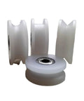 Heavy Duty Nylon Sliding Door Replacement Rollers Feature Rock Solid Pulley Bearings For Shower Glass Aluminum Track Wheels in white.