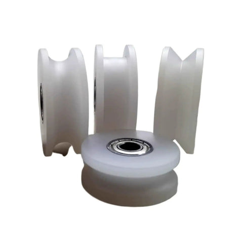 Heavy Duty Nylon Sliding Door Replacement Rollers Feature Rock Solid Pulley Bearings For Shower Glass Aluminum Track Wheels in white.