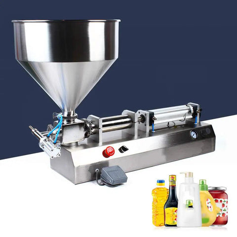 Hassle Free Pneumatic Paste Filler Machine Single Head Semi Auto Bottle Filling Station for thick sauces and creams with precision nozzle.