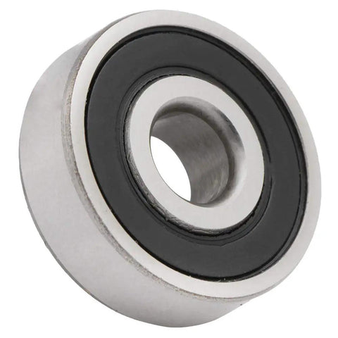 One Hundred Stainless Steel 608 2Rs Deep Groove Radial Ball Bearings Double Rubber Sealed showing side view with bore hole.
