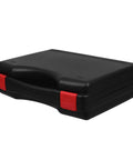 Kickass Portable Plastic Toolbox Organizer With Secure Lid For Hand Tools and Diy Crafts Featuring Hella Roomy Interior for small parts storage, black with red accents.